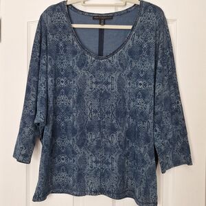 White House Black Market Blue Snakeskin Print Top